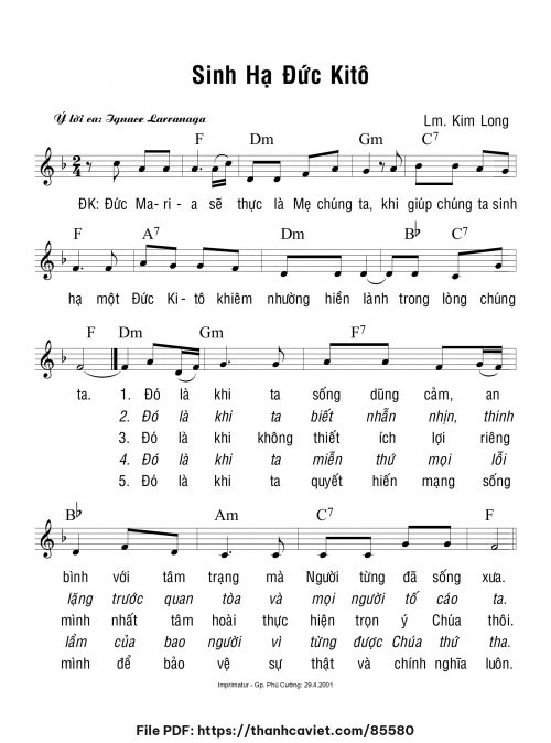 Sinh hạ Đức Kitô - Lm. Kim Long - trang 1