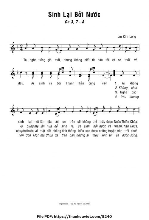 Sinh lại bởi nước - Lm. Kim Long - trang 1