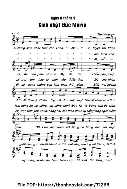 Sinh Nhật Đức Maria - Lm. Thái Nguyên - trang 1
