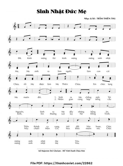 Sinh nhật Đức Mẹ - Trầm Thiên Thu - trang 1