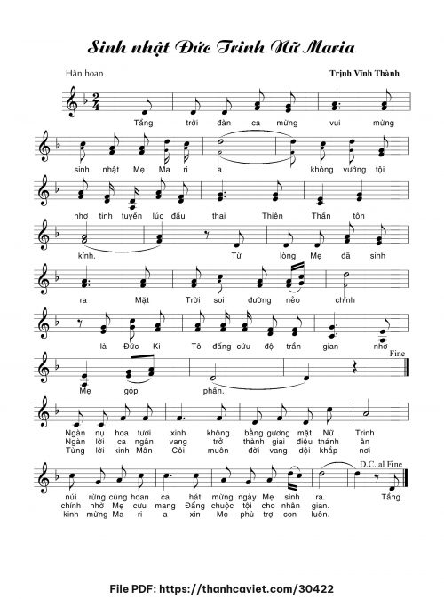 Sinh nhật Đức Trinh Nữ Maria - Trịnh Vĩnh Thành - trang 1