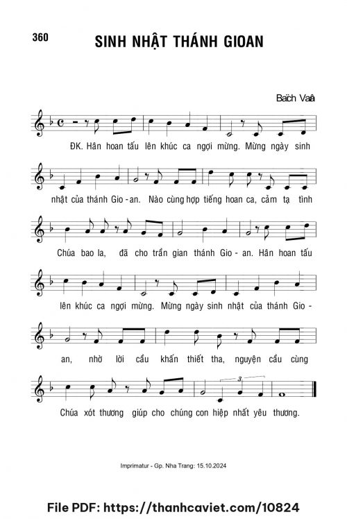 Sinh nhật Thánh Gioan - Lm. Bạch Vân - trang 1