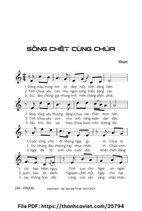 Sống chết cùng Chúa - Vinam - trang 1