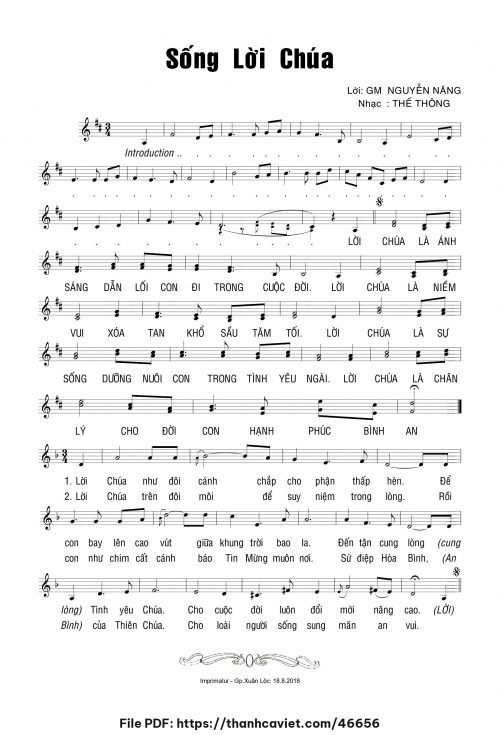 Sống lời Chúa - Thế Thông - Gm. Nguyễn Năng - trang 1