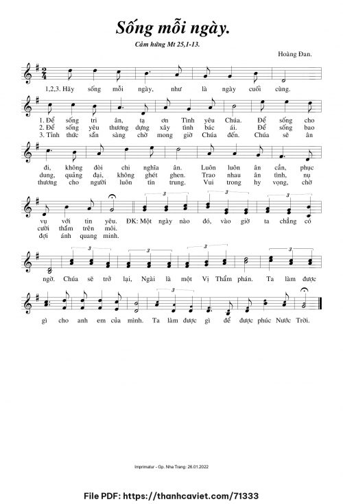 Sống mỗi ngày - Hoàng Đan - trang 1