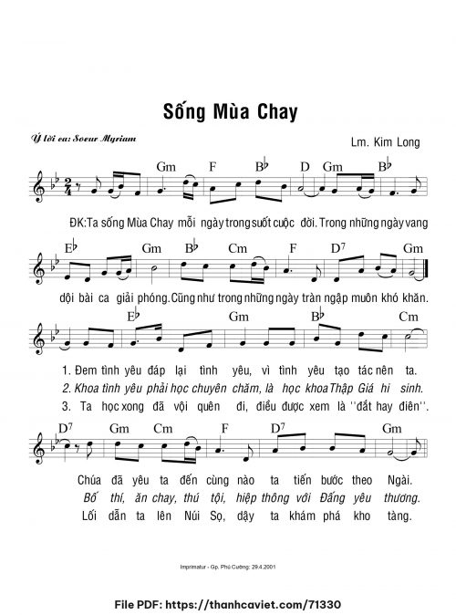 Sống Mùa Chay - Lm. Kim Long - trang 1