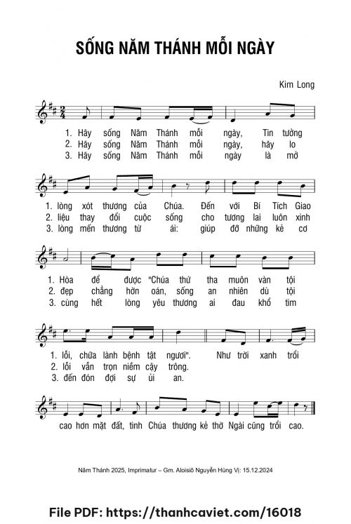 Sống Năm Thánh mỗi ngày - Lm. Kim Long - trang 1