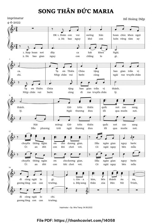 Song thân Đức Maria - Lm. Hồ Hoàng Diệp - trang 1