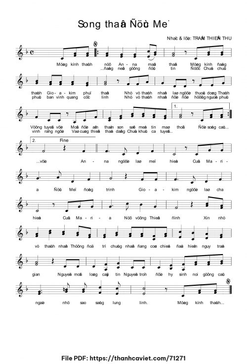 Song thân Đức Mẹ - Trầm Thiên Thu - trang 1