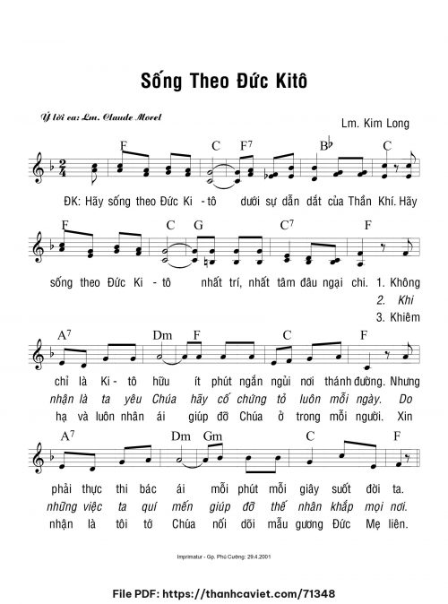 Sống theo Đức Kitô - Lm. Kim Long - trang 1