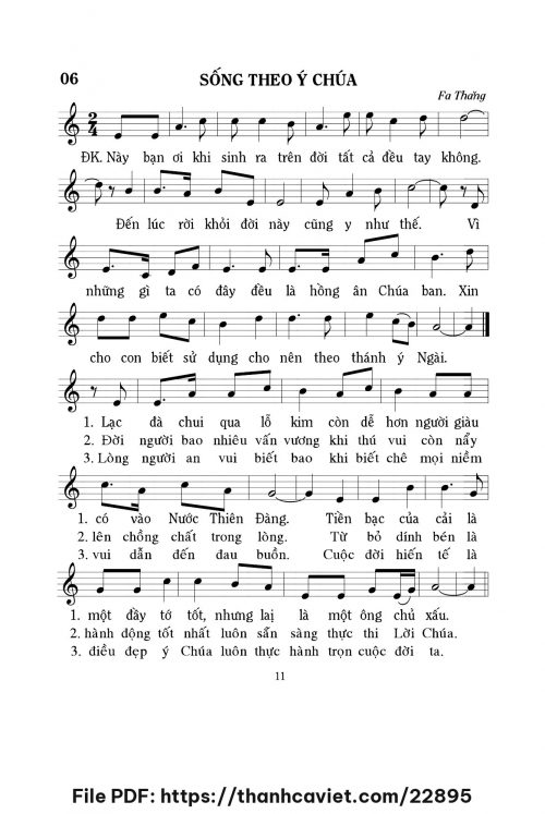 Sống theo ý Chúa - Lm. Fa Thăng - trang 1