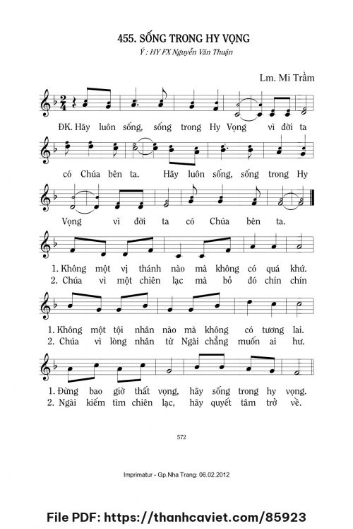 Sống trong hy vọng - Lm. Mi Trầm - trang 1