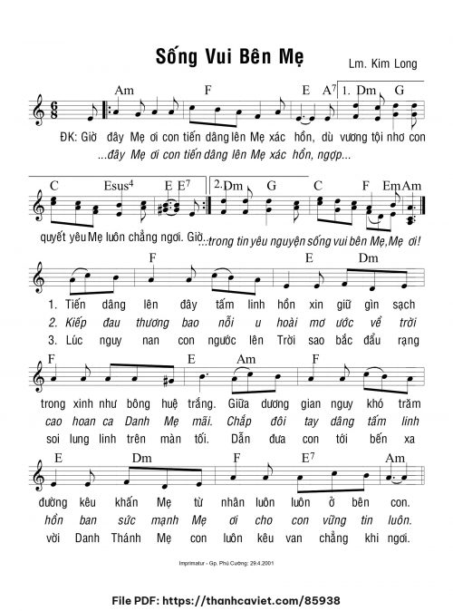 Sống vui bên Mẹ - Lm. Kim Long - trang 1