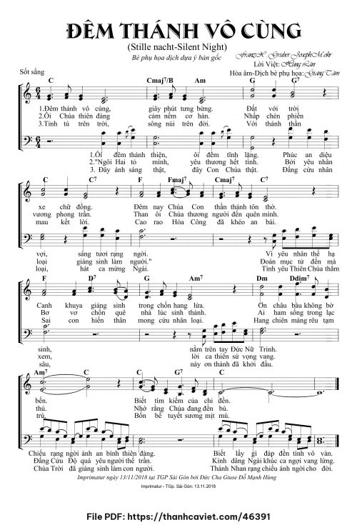 Stille Nacht – Silent Night – Đêm thánh vô cùng – 4 bè - Lm. Giang Tâm (Nhạc Ngoại, lời Việt, hòa âm Giang Tâm) - trang 1