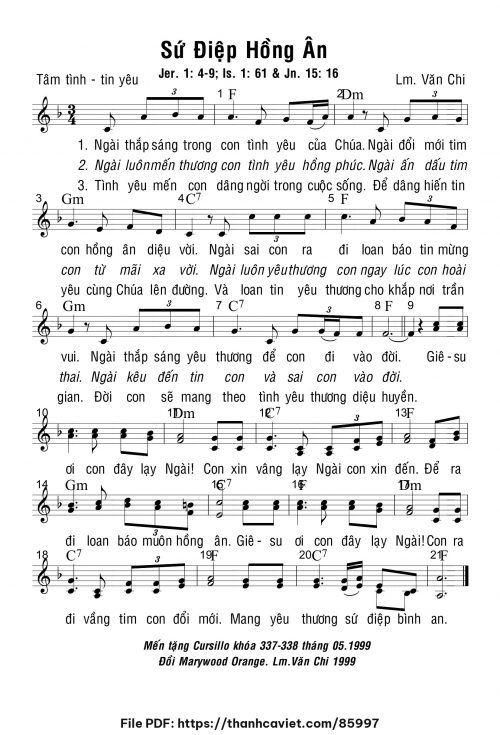 Sứ điệp hồng ân - Lm. Văn Chi - trang 1