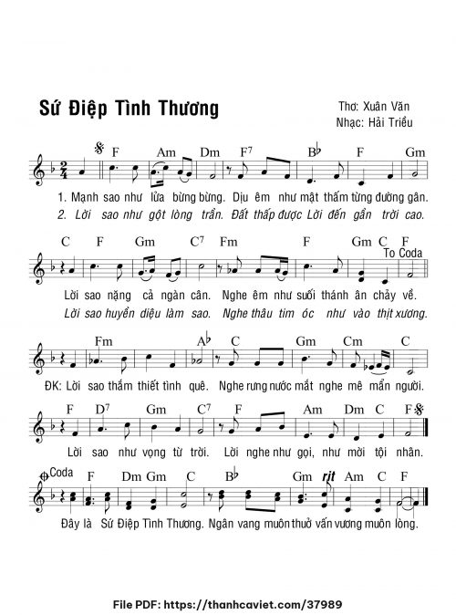 Sứ điệp tình thương - Hải Triều - Thơ: Xuân Văn - trang 1