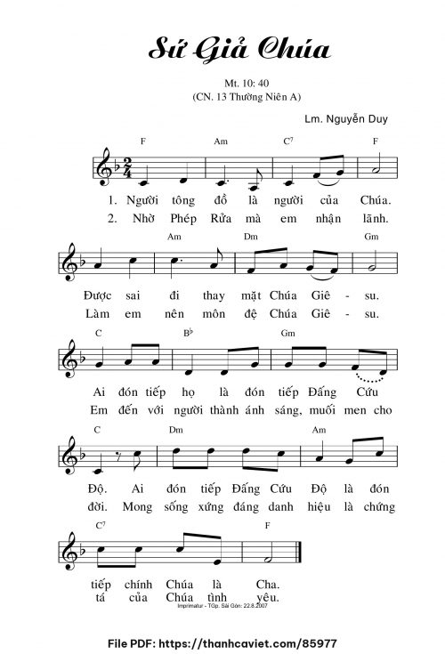 Sứ Giả Chúa - Lm. Nguyễn Duy - trang 1