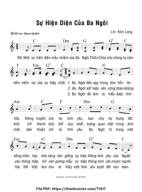 Sự hiện diện của Ba Ngôi - Lm. Kim Long - trang 1