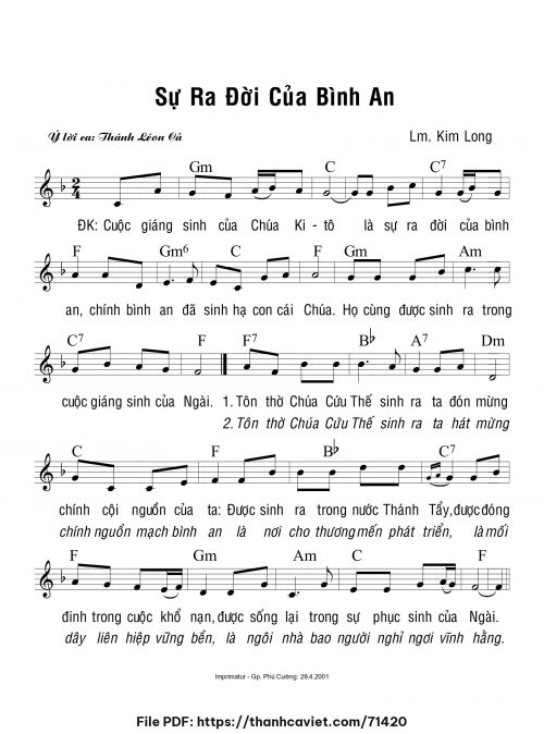 Sự ra đời của bình an - Lm. Kim Long - trang 1