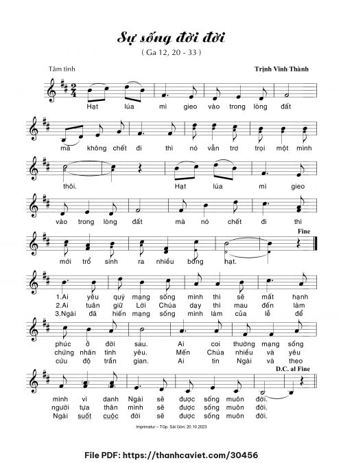 Sự sống đời đời - Trịnh Vĩnh Thành - trang 1