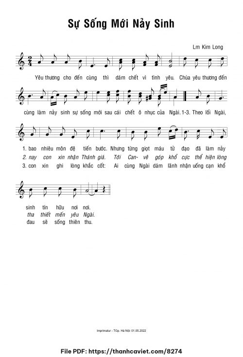 Sự sống mới nảy sinh - Lm. Kim Long - trang 1