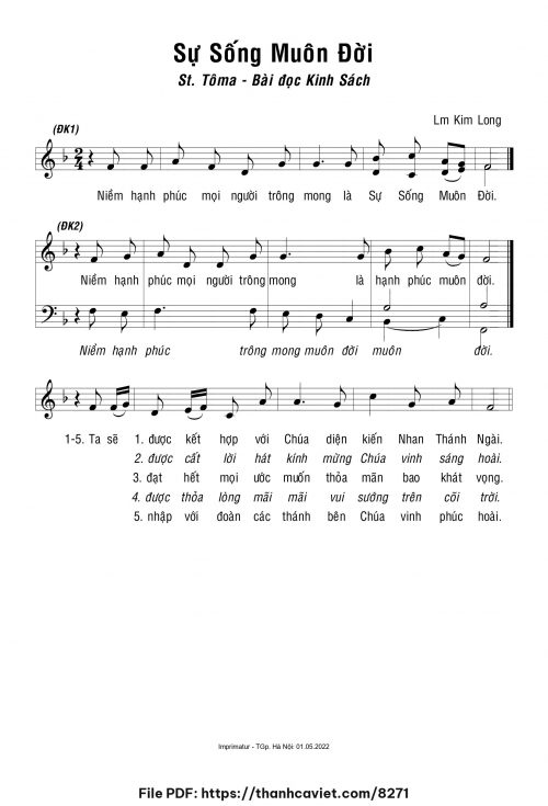 Sự sống muôn đời - Lm. Kim Long - trang 1