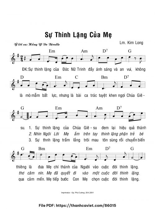 Sự thinh lặng của Mẹ - Lm. Kim Long - trang 1