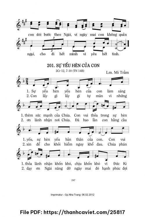 Sự yếu hèn của con - Lm. Mi Trầm - trang 1
