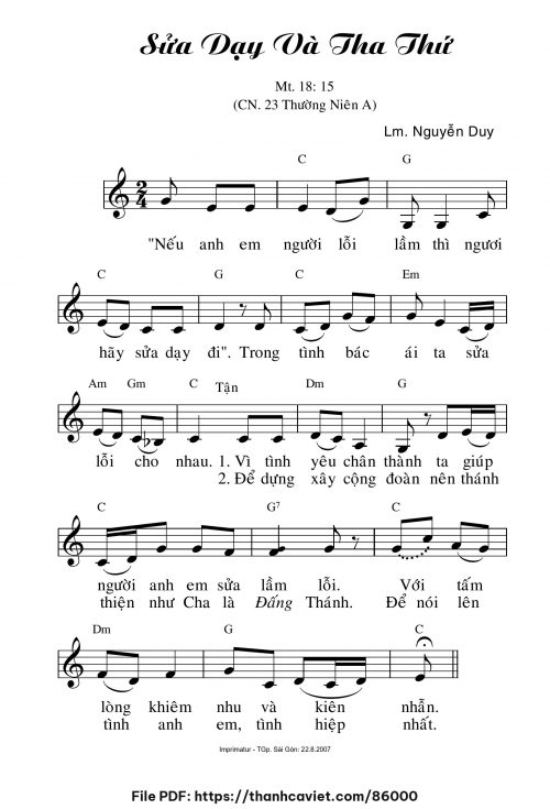 Sửa dạy và tha thứ - Lm. Nguyễn Duy - trang 1