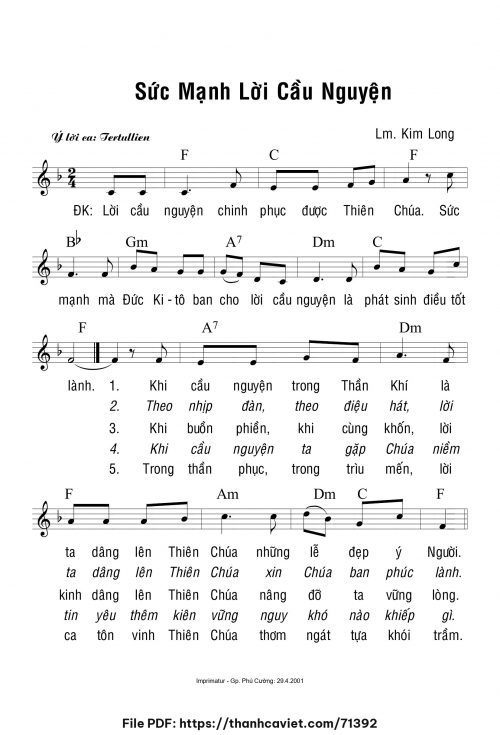 Sức mạnh lời cầu nguyện - Lm. Kim Long - trang 1