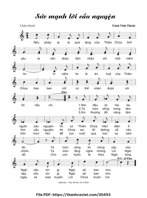 Sức mạnh lời cầu nguyện - Trịnh Vĩnh Thành - trang 1
