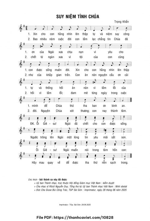 Suy niệm tình Chúa - Lm. Trọng Khẩn - trang 1