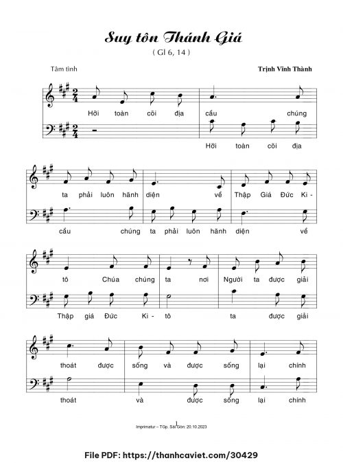 Suy tôn Thánh Giá - Trịnh Vĩnh Thành - trang 1