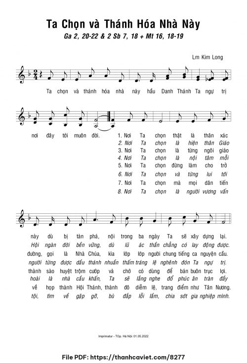 Ta chọn và thánh hóa nhà này - Lm. Kim Long - trang 1
