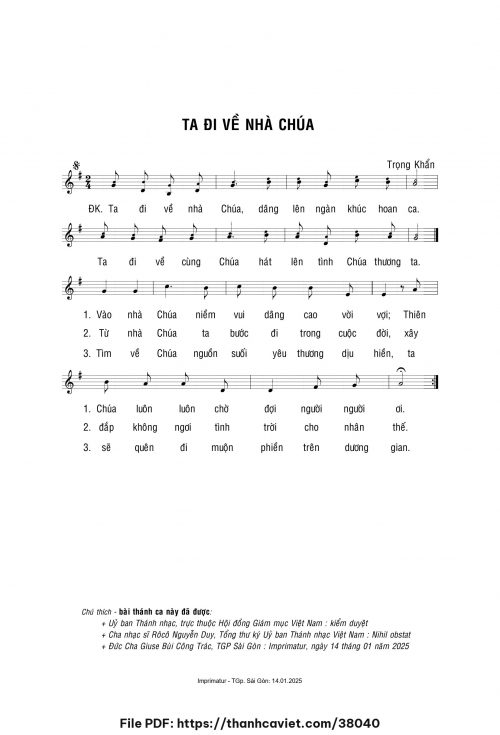 Ta đi về nhà Chúa - Lm. Trọng Khẩn - trang 1