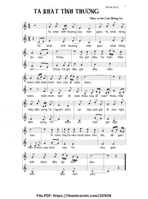 Ta khát tình thương - Lm. Lâm Hoàng Ân - trang 1
