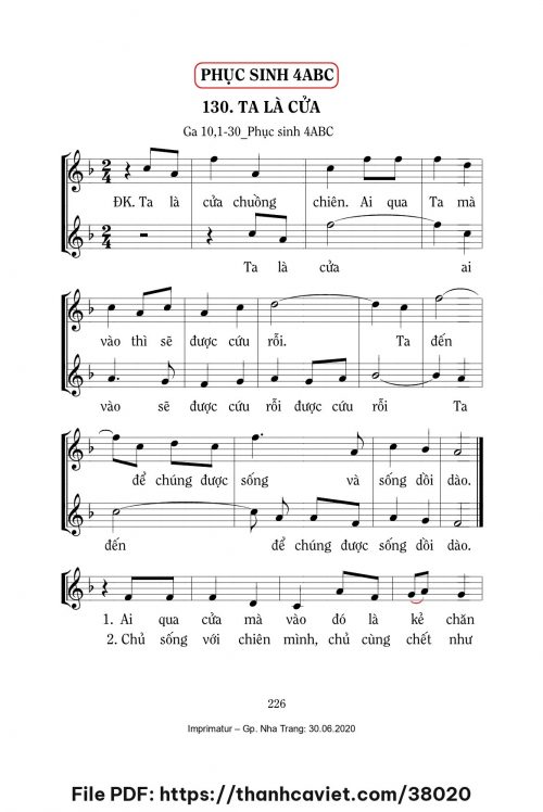 Ta là cửa [Phục Sinh 4ABC] – - Lm. Mi Trầm - trang 1