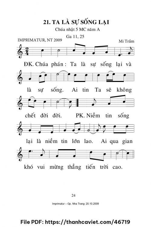 Ta là sự sống lại [CN5 MCA] – - Lm. Mi Trầm - trang 1