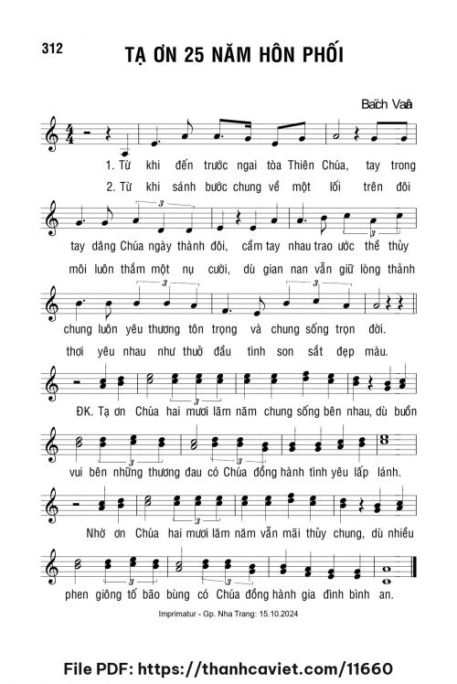 Tạ ơn 25 năm hôn phối - Lm. Bạch Vân - trang 1