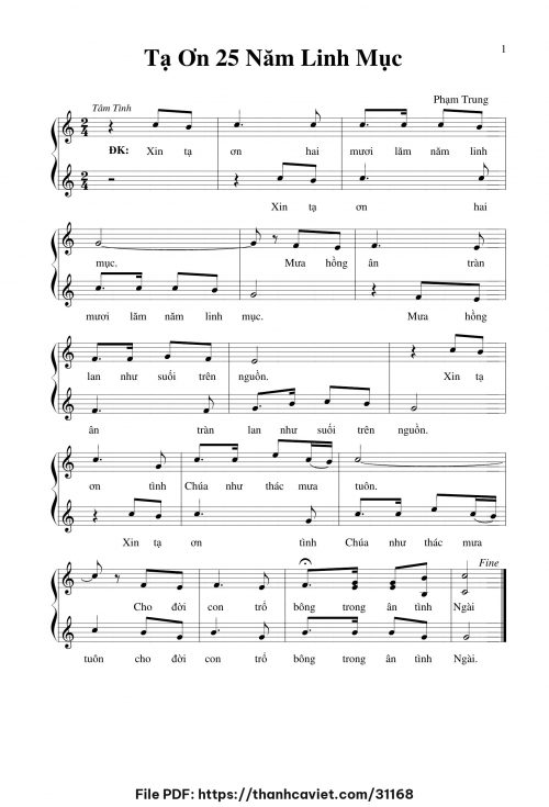 Tạ ơn 25 năm Linh Mục - Phạm Trung - trang 1