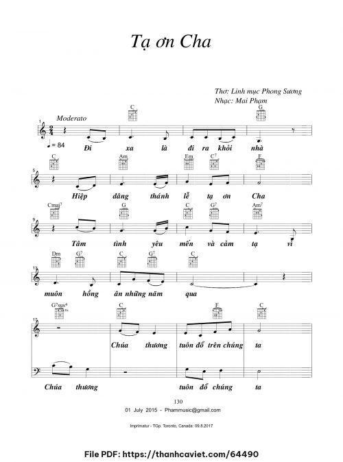 Tạ ơn Cha - Mai Phạm - Thơ: Lm. Phong Sương - trang 1