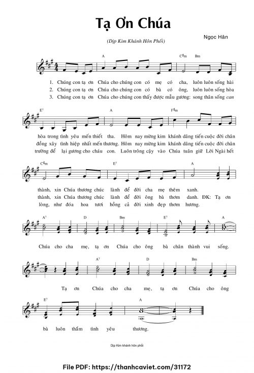 Tạ ơn Chúa - Lm. Ngọc Hân - trang 1