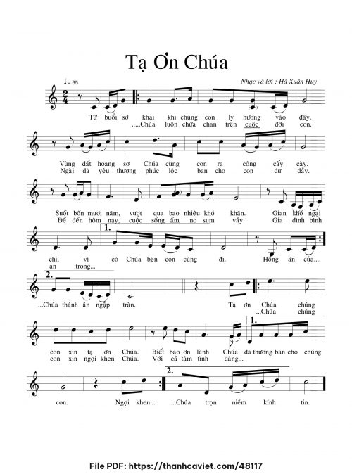 Tạ ơn Chúa - Hà Xuân Huy - trang 1