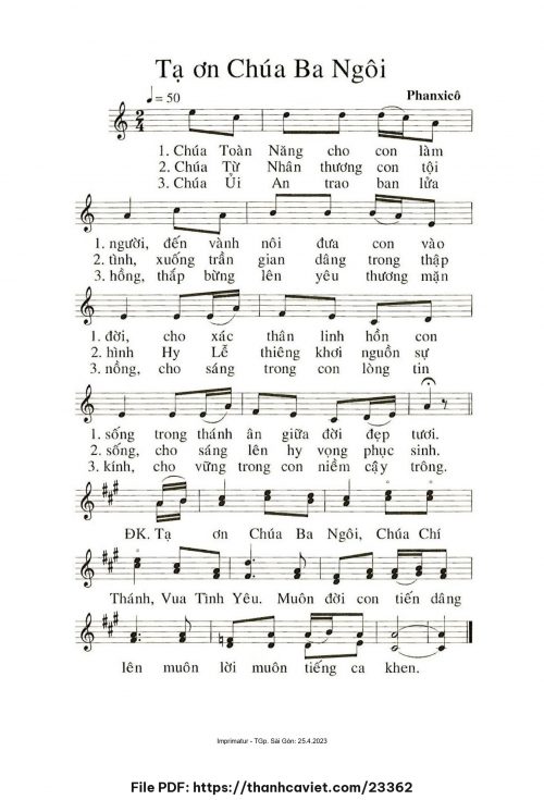 Tạ ơn Chúa Ba Ngôi - Phanxicô - trang 1