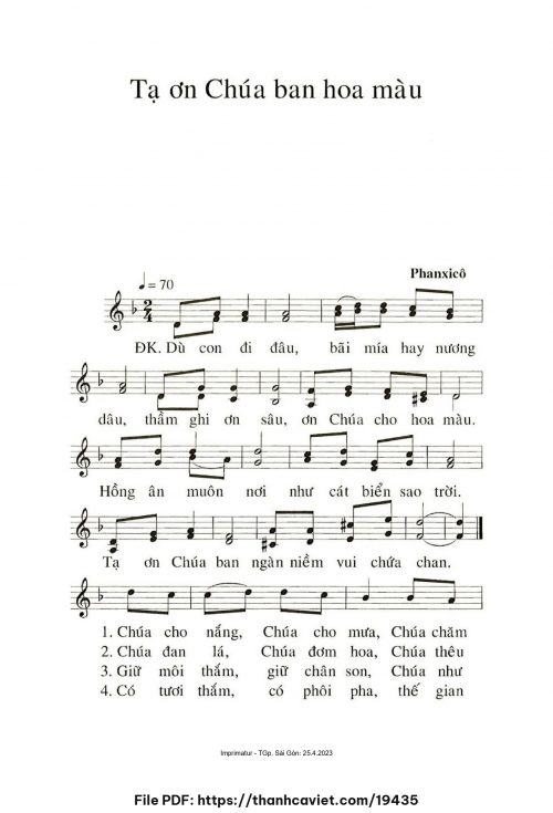 Tạ ơn Chúa ban hoa màu - Phanxicô - trang 1