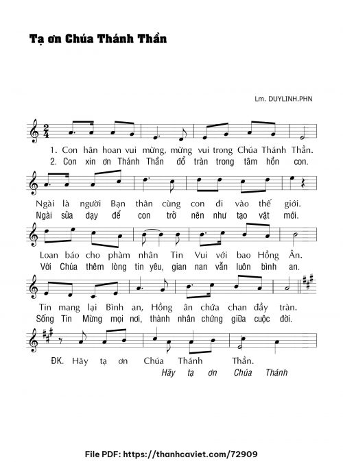 Tạ ơn Chúa Thánh Thần - Lm. DUYLINH.PHN - trang 1