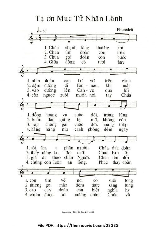 Tạ ơn Mục tử nhân lành - Phanxicô - trang 1