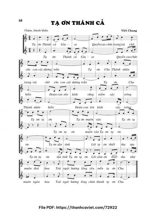 Tạ ơn thánh cả - Viết Chung - trang 1