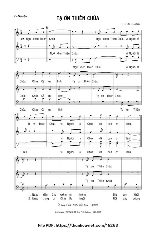 Tạ ơn Thiên Chúa - Thiên Quang - trang 1