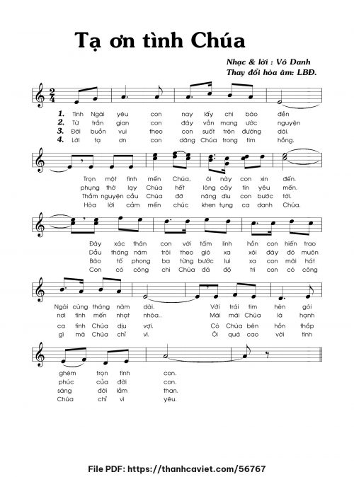 Tạ ơn tình Chúa - Khuyết danh (Hòa âm: Liên Bình Định) - trang 1